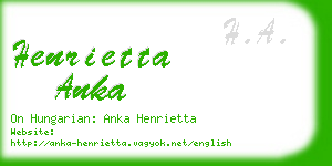 henrietta anka business card